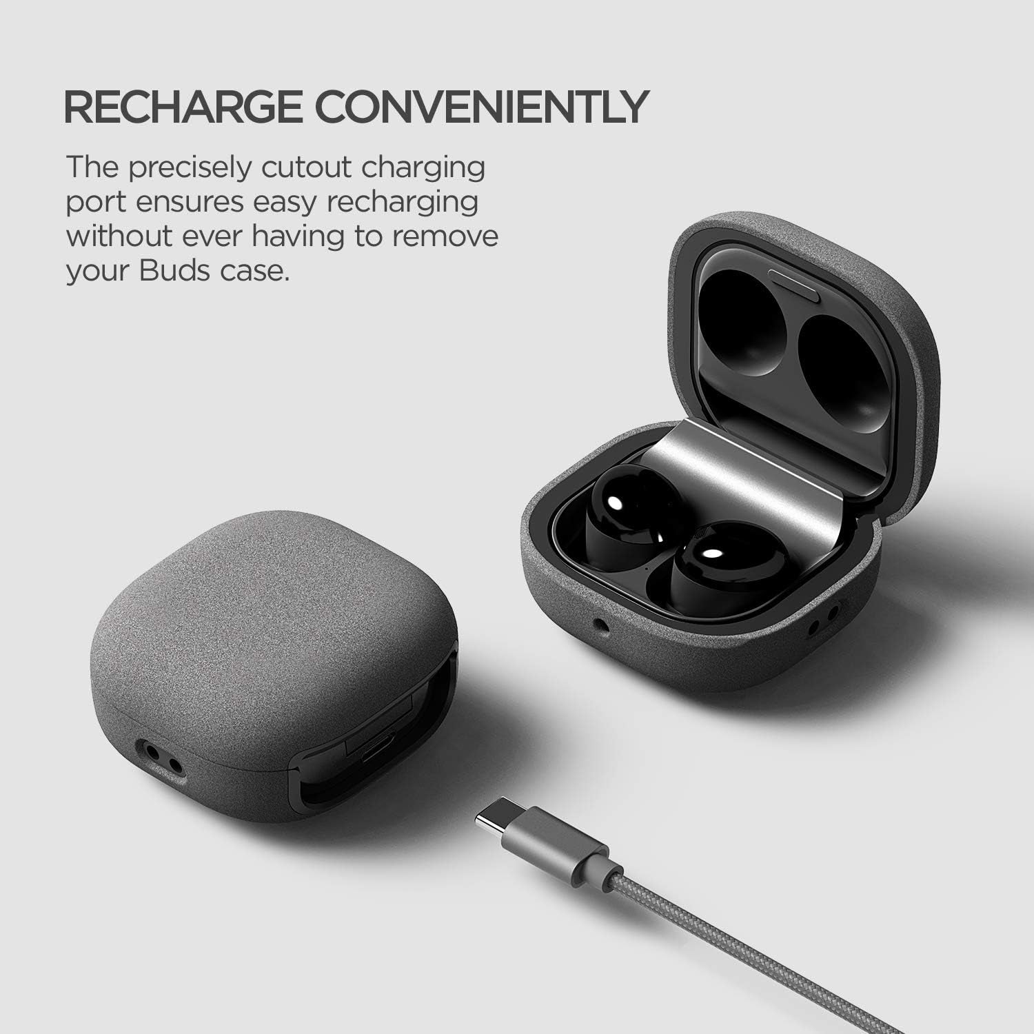 Compatible Galaxy Buds Case - Full Body Shockproof Hard Shell Cover (Modern-Sand Stone)